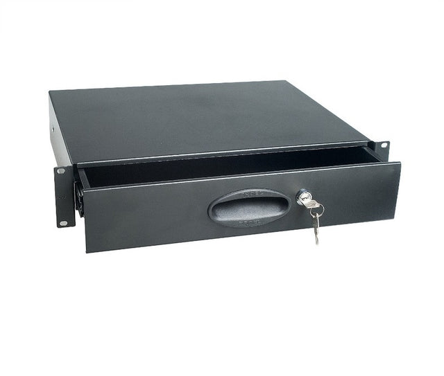 PROEL ADRK2CR CASSETTO CON CHIAVE 2 UNITA' RACK 19" IN ACCIAIO FINITURA NERO GOFFRATO - TechSoundSystem.com