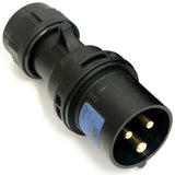 PCE-013-6X SPINA CEE 16A 3P (1P+N+T) 230V IP44 3POLI MASCHIO NERA MIDNIGHT SERIE BLACK PLUG - TechSoundSystem.com