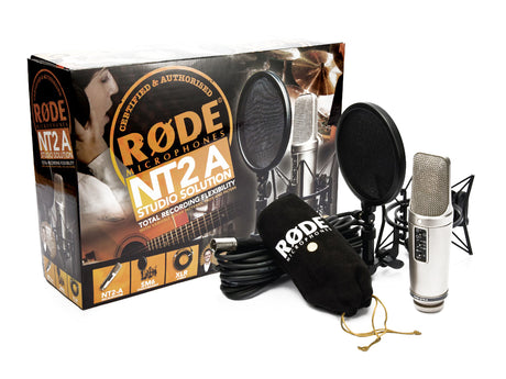 RODE NT2 STUDIO SOLUTION MICROFONO A CONDENSATORE + CAVO + SUPPORTO ANTIVIBRAZIONI + FILTRO ANTIPOP BUNDLE