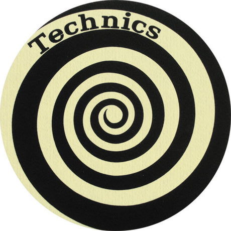 TECHNICS SLIPMATS TAPPETINI GIRADISCHI COLORE A SPIRALE GIALLO - SPIRAL GLOW YELLOW COPPIA TAPPETINI