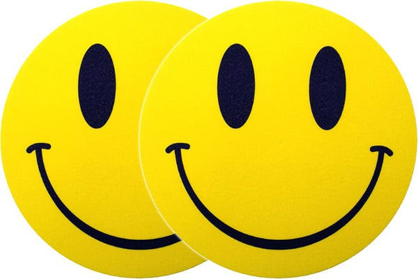 TECHNICS SLIPMATS TAPPETINI GIRADISCHI LOGO SMILEY - GIALLO E NERO COPPIA TAPPETINI