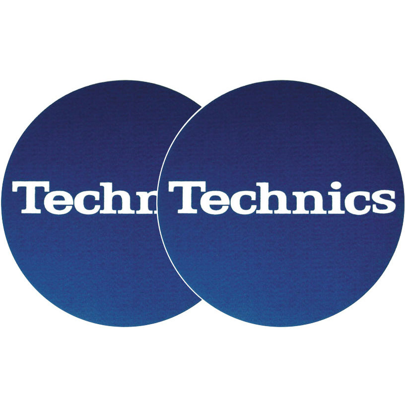 TECHNICS SLIPMATS TAPPETINI GIRADISCHI LOGO TECHNICS - BLU E BIANCO COPPIA TAPPETINI - TechSoundSystem.com