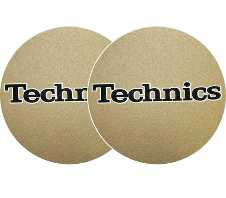 TECHNICS SLIPMATS TAPPETINI GIRADISCHI LOGO TECHNICS GOLD - ORO E NERO COPPIA TAPPETINI - TechSoundSystem.com