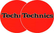 TECHNICS SLIPMATS TAPPETINI GIRADISCHI LOGO TECHNICS ORANGE - NERO E ARANCIONE COPPIA TAPPETINI - TechSoundSystem.com