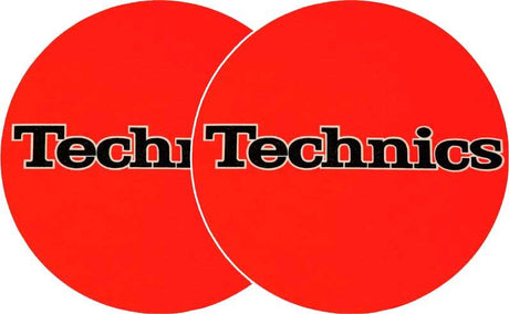 TECHNICS SLIPMATS TAPPETINI GIRADISCHI LOGO TECHNICS ORANGE - NERO E ARANCIONE COPPIA TAPPETINI - TechSoundSystem.com