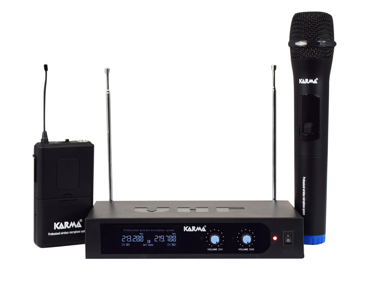 KARMA SET 6252PL-B Doppio radiomicrofono VHF palmare + archetto - TechSoundSystem.com