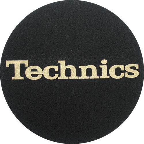 TECHNICS SLIPMATS TAPPETINI GIRADISCHI COLORE NERO LOGO DORATO - BLACK GOLD COPPIA TAPPETINI - TechSoundSystem.com