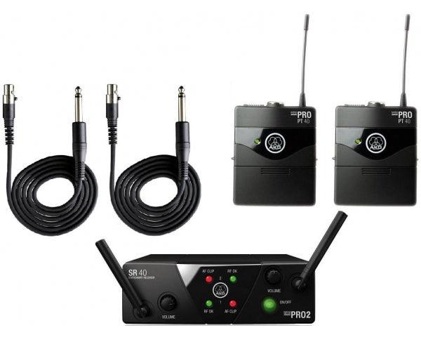 AKG WMS40MINI 2 INSTRUMENTAL SET DOPPIO RADIOMICROFONO PER STRUMENTI ISM2/3 - TechSoundSystem.com