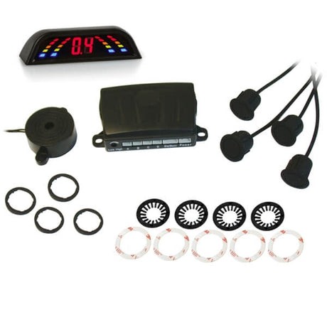 Alkor AK8C005 kit completo 4 sensori di parcheggio posteriore omologato E8 con buzzer e display