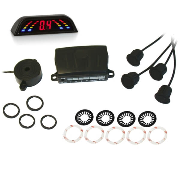 Alkor AK8C005 kit 4 sensori di parcheggio POSTERIORI omologato E8 con buzzer e display - TechSoundSystem.com