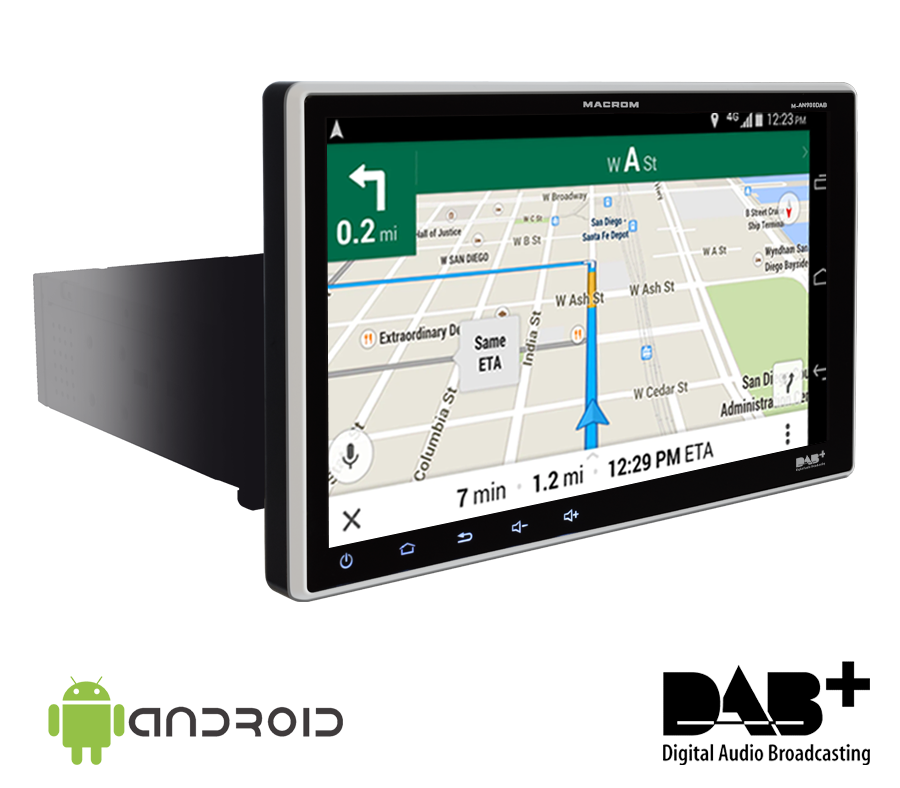 Macrom M-AN900DAB Autoradio multimediale 1 DIN ANDROID schermo 9" Wifi, Netflix - TechSoundSystem.com