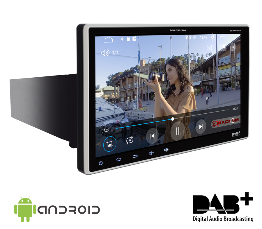 Macrom M-AN900DAB Autoradio multimediale 1 DIN ANDROID schermo 9" Wifi, Netflix - TechSoundSystem.com