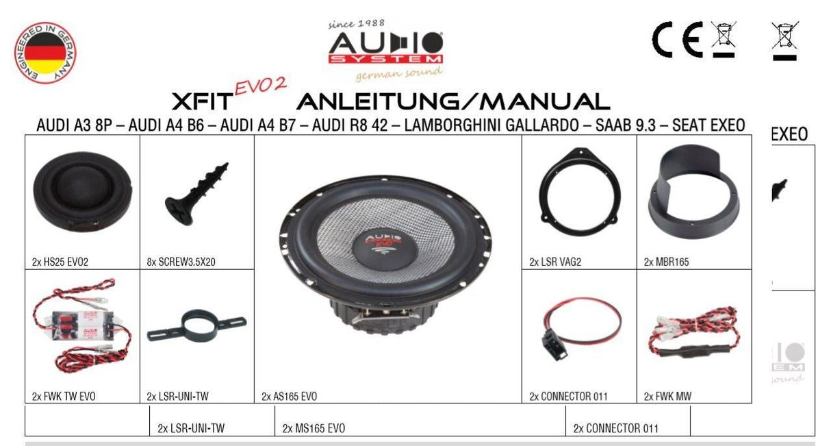 Audio System XFIT AUDI A4 B6 EVO2 Kit altoparlanti 16,5cm per AUDI A4 B6 2000-> - TechSoundSystem.com