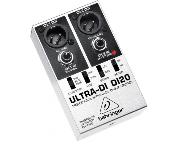 BEHRINGER DI20 ULTRA-DI PRO DI-BOX ATTIVA 2 CANALI O SPLITTER CONVERTE 2 LINE JACK A 2 XLR BILANCIATI - TechSoundSystem.com