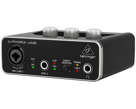 BEHRINGER UM2 U-PHORIA INTERFACCIA 2X2 USB SCHEDA AUDIO 2 IN 2 OUT PREAMPLIFICATORE MICROFONICO SOFTWARE PC MAC - TechSoundSystem.com