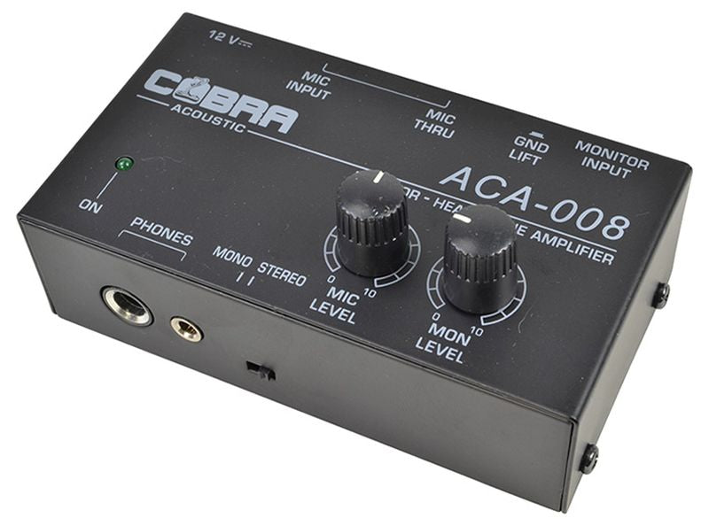 COBRA ACA-008 AMPLIFICATORE PER CUFFIE CON INGRESSO MICROFONICO E MIC THRU XLR - TechSoundSystem.com