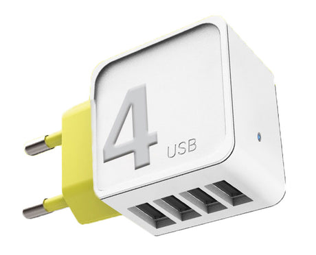 ROCK RCW 0236-W Caricatore USB 4 porte 1A - Bianco - TechSoundSystem.com