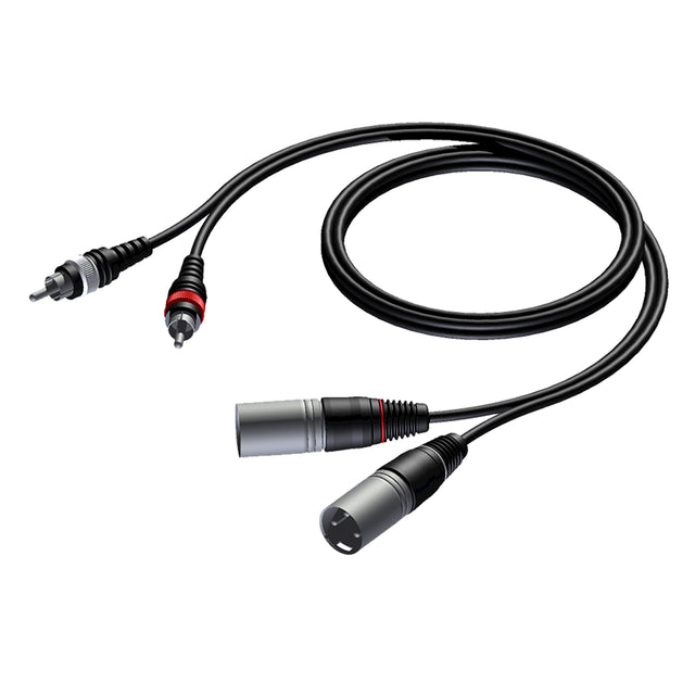 PROCAB CAB 701-3 Cavo audio 3mt 2x XLR maschio/ 2xRCA maschio - TechSoundSystem.com