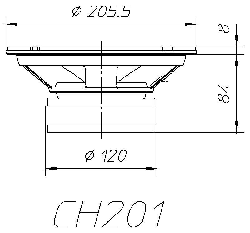 Ciare CH201 diffusore bicono da 100 W RMS a 4 Ohm e diametro di 8" - TechSoundSystem.com