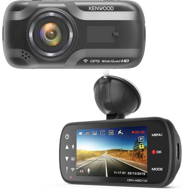 Kenwood DRV-A501W Dashcam Quad HD con sensore G a 3 assi, GPS e collegamento wireless - TechSoundSystem.com