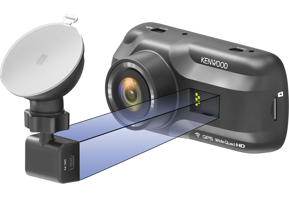 Kenwood DRV-A501W Dashcam Quad HD con sensore G a 3 assi, GPS e collegamento wireless - TechSoundSystem.com