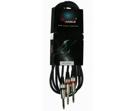 EXTREME 1JS2J3PRO JACK STEREO 1/4" 6.3mm - 2 JACK MONO 1/4" 6.3mm CAVO AUDIO DI SEGNALE SCHERMATO 3mt. - TechSoundSystem.com