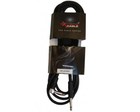 EXTREME 1 JACK MONO MASCHIO 1/4" 6,3mm / 1 JACK MONO CURVO PIPETTA ANGOLO 1/4" 6,3mm 3 METRI NERO - TechSoundSystem.com