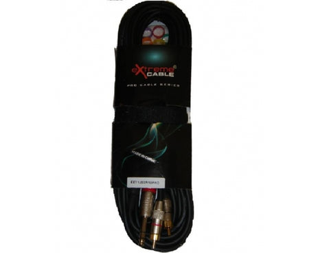 EXTREME 1JS2R10PRO JACK STEREO 1/4" 6.3mm - 2 RCA MASCHIO CAVO AUDIO DI SEGNALE SCHERMATO MT 10 - TechSoundSystem.com