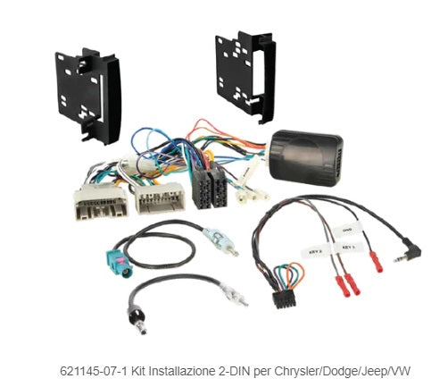 Alpine 621145-07-1 Kit Installazione 2-DIN per Chrysler/Dodge/Jeep/VW ripristrino comandi al volante e Amplificatore Originale - TechSoundSystem.com