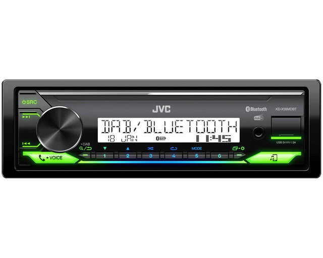 JVC KD-X38MDBT Digital Media Receiver con DAB+ / USB / AUX input / FLAC / Equalizzatore 13 bande. Sorgente ad uso marino - TechSoundSystem.com