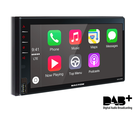 Macrom M-DL7000D autoradio 2 DIN con DAB+, CarPlay, Android Auto, Bluetooth e ricevitore GPS - TechSoundSystem.com