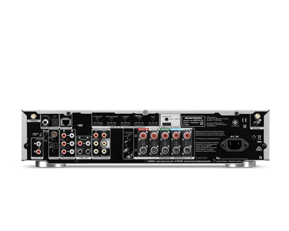 Marantz NR1510 Sintoamplificatore AV Ultra-Slim 5.2ch, silver,oro, funzionalità di streaming musicale online - TechSoundSystem.com