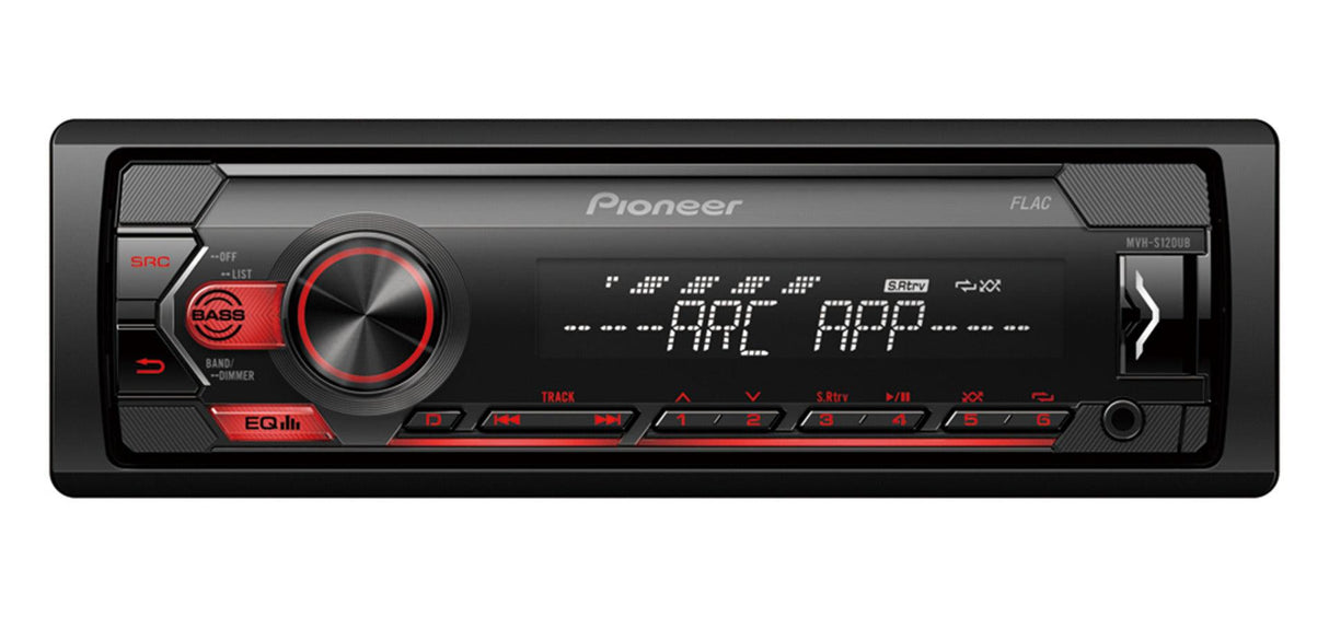 Pioneer MVH-S120UB autoradio USB e compatibile con Android, tasti rosso - TechSoundSystem.com