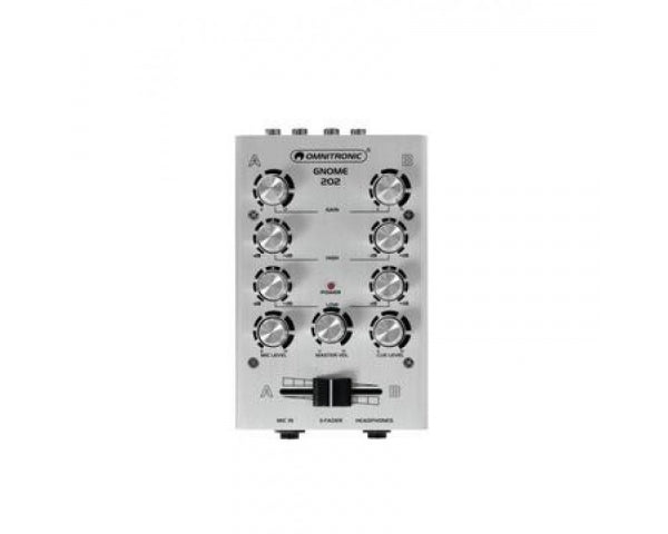 OMNITRONIC GNOME 202 SILVER MINI MIXER DJ 2 CANALI STEREO MICROFONO CUFFIA - TechSoundSystem.com