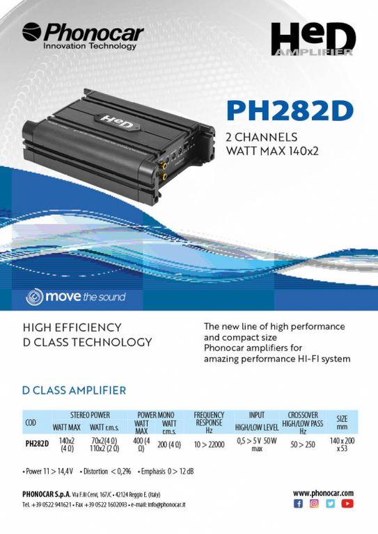 Phonocar PH282D Amplificatore 2 canali CLASSE D da 140W - TechSoundSystem.com