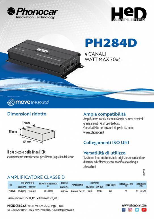 Phonocar PH284D Mini Amplificatore HED Classe D ISO 4 canali da 70W - TechSoundSystem.com