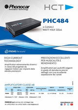 Phonocar PHC484 Amplificatore Classe AB con 4 canali, 120W - TechSoundSystem.com