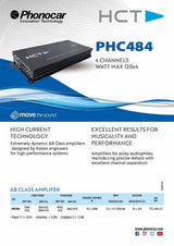 Phonocar PHC484 Amplificatore Classe AB con 4 canali, 120W - TechSoundSystem.com