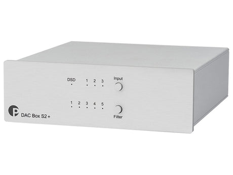 Pro-ject DAC BOX S2+ SILVER Convertitore D/A audiophile Sabre ESS9038 32BIT/768KHz a basso rumore - TechSoundSystem.com