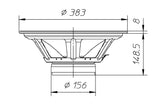 Ciare PW388 Woofer 15" 8 ohm da 380 mm 1000W, membrana cellulosa, sospensione con NOMEX - TechSoundSystem.com