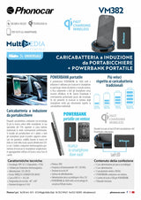 Phonocar VM382 Caricabatteria a induzione da portabicchiere Universale per Smartphone con Powerbank portatile - TechSoundSystem.com