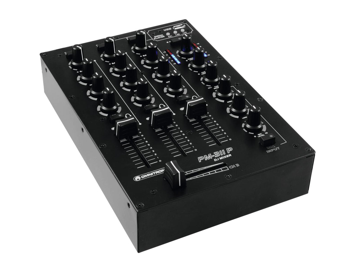 OMNITRONIC PM 311P MIXER DJ 3 CANALI CON PLAYER MP3 USB