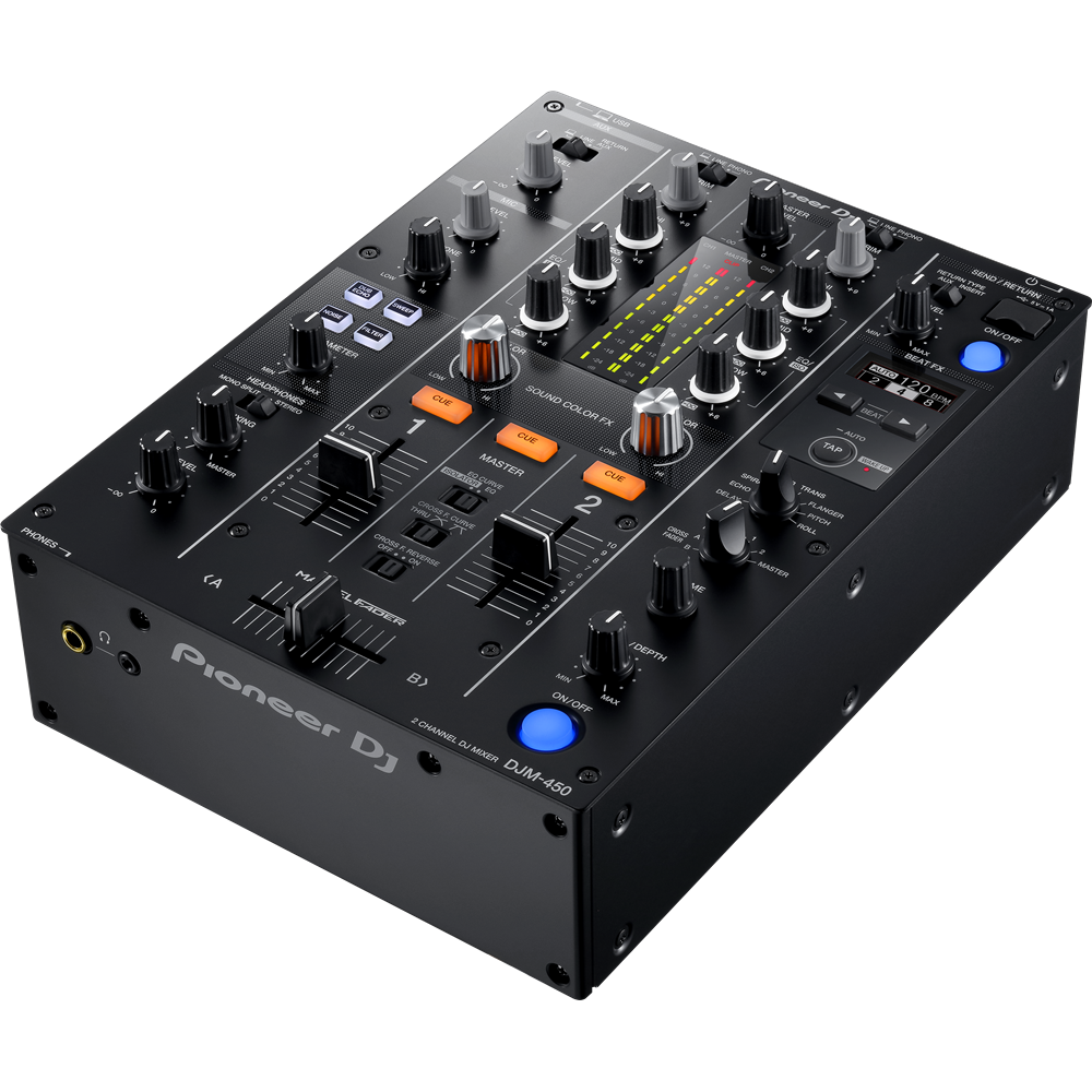 PIONEER DJM450 BLACK MIXER DJ 2 CANALI SCHEDA AUDIO 24BIT USB NERO - TechSoundSystem.com