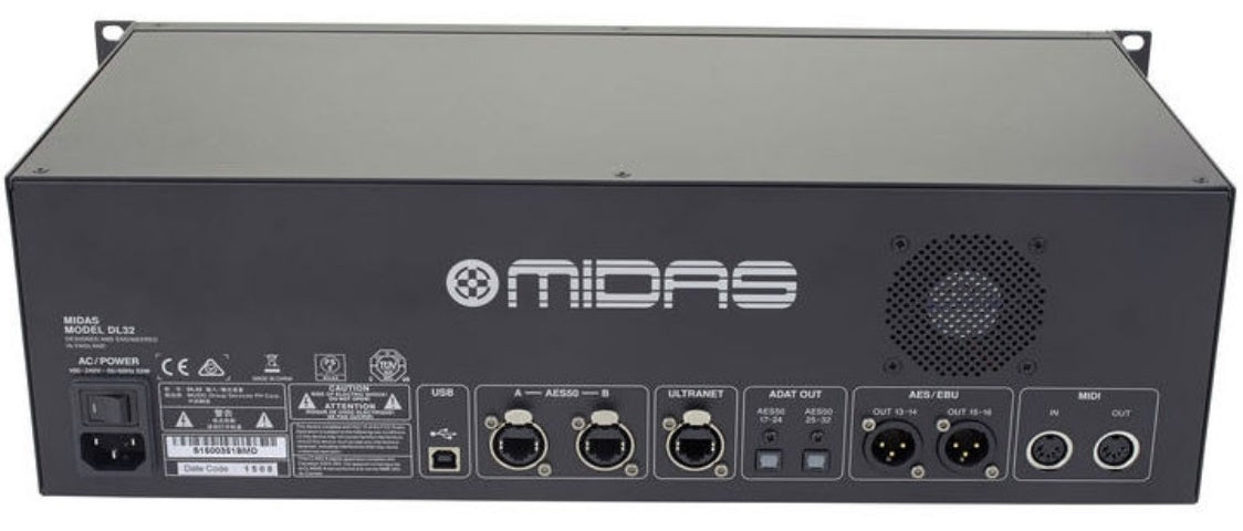 MIDAS DL32 STAGE BOX DIGITALE PER SERIE M32 CON 32 PREAMPLIFICATORI MICROFONICI 16 USCITE XLR OUT ULTRANET ADAT AESEBU MIDI - TechSoundSystem.com