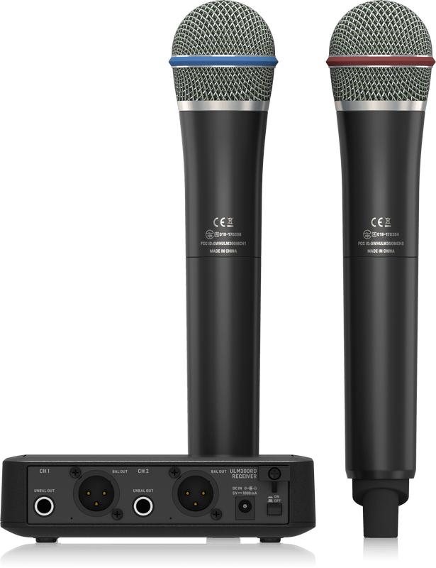 BEHRINGER ULM302 MIC DOPPIO RADIOMICROFONO PALMARE WIRELESS DIGITALE 2,4 GHz EX-DEMO - TechSoundSystem.com