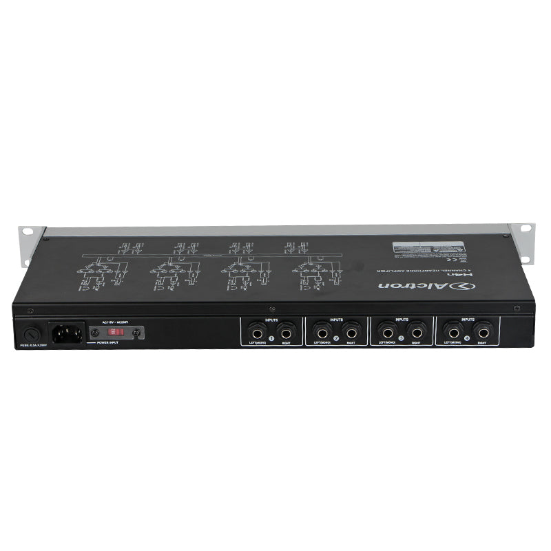 ALCTRON H4N PREAMPLIFICATORE 4 CUFFIE AMPLIFICATORE CUFFIA 4 CANALI 1U RACK + ALIMENTATORE