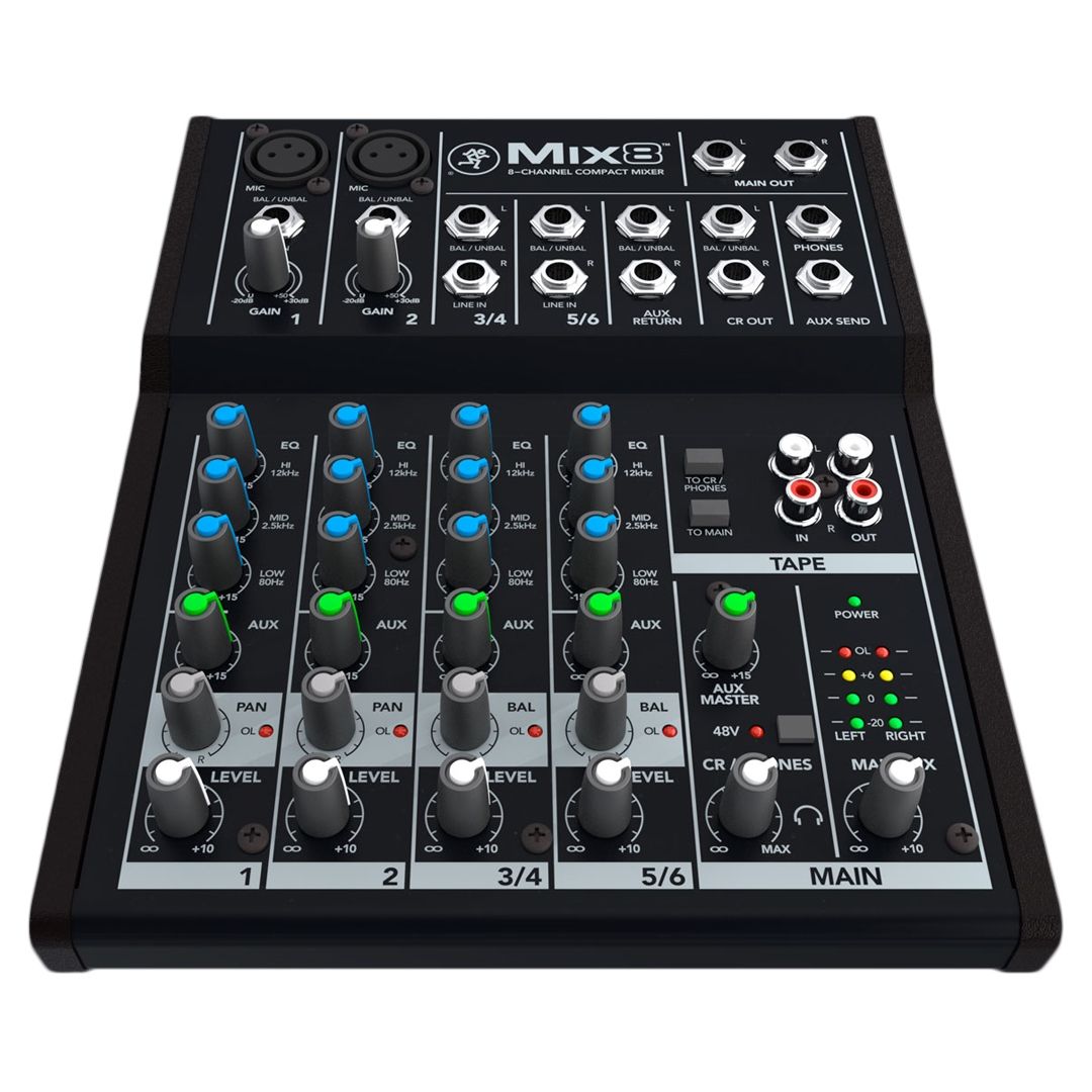 MACKIE MIX8 MIXER COMPATTO 6 INPUT 2 CANALI MICROFONICO + 2 CANALI STEREO JACK - TechSoundSystem.com