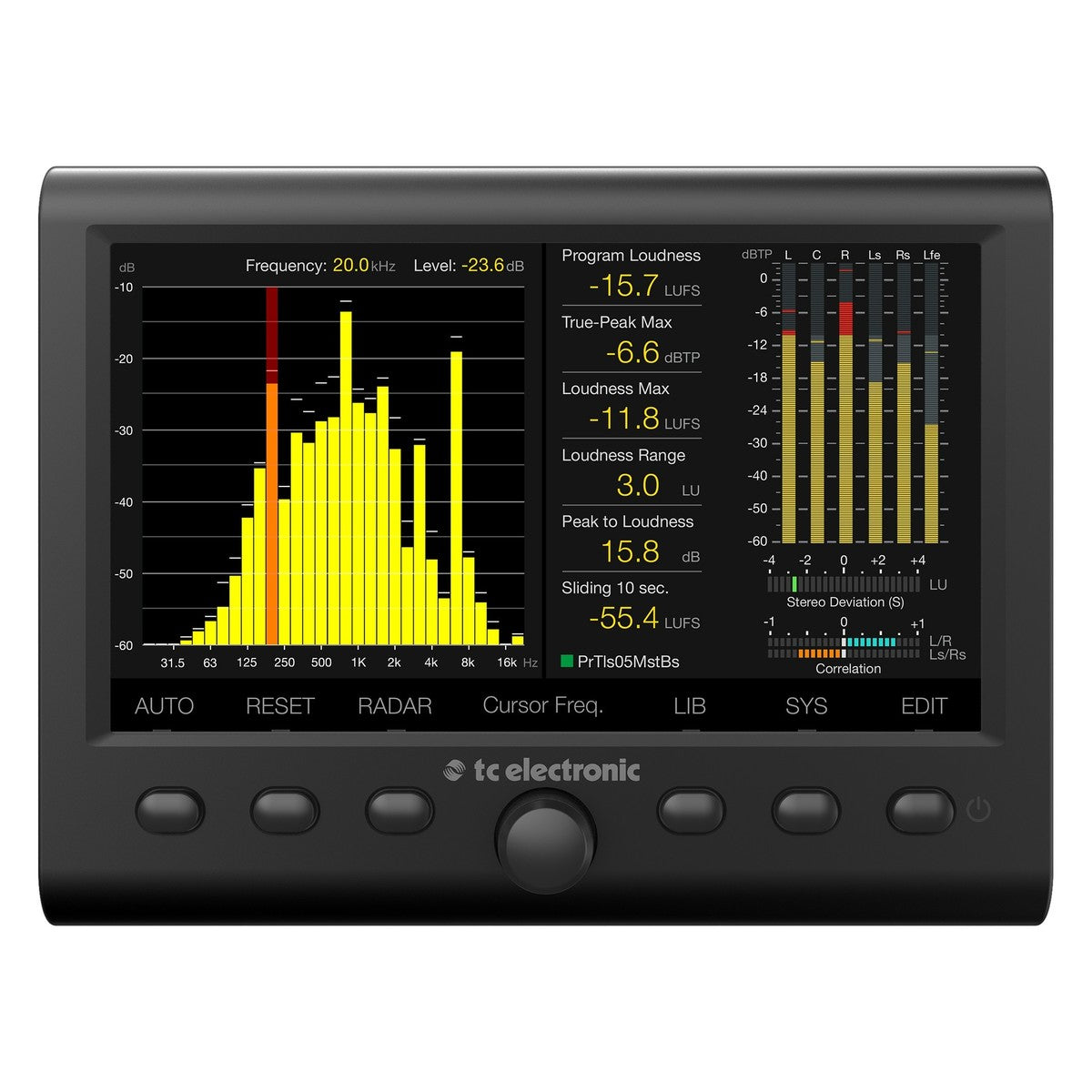 TC ELECTRONIC CLARITY M DESKTOP AUDIO METER MISURATORE DI LIVELLO STEREO O 5.1 DISPLAY HD 7" - TechSoundSystem.com