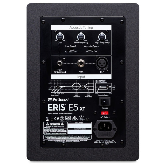 PRESONUS ERIS 5XT MONITOR DA STUDIO 80 WATT WOOFER 5.25" TWEETER SETA 1" - TechSoundSystem.com