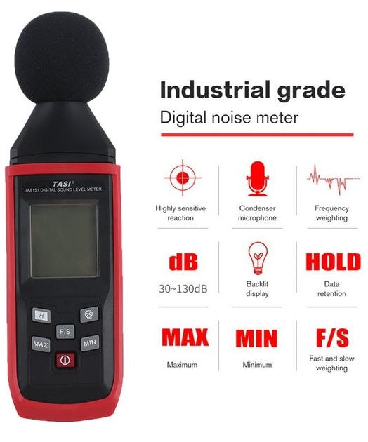 TASI TA8151 FONOMETRO DIGITALE DISPLAY LCD DIGITAL SOUND LEVEL METER TESTER + CUSTODIA - TechSoundSystem.com